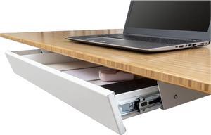 Stand Up Desk Store Add-On Office Sliding Under-Desk Drawer Storage Organizer for Standing Desks | Requires 14" of Front to Back Clearance Beneath Desks and Tables (White)