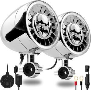 AS5-X Gen.3 All-in-One 600W Built-in Amplifier 5" Full Range Waterproof Bluetooth Motorcycle Stereo Speakers Audio Amp System, 1 to 1-1/4" Ape-Hanger Handlebar Harley Custom Touring Cruiser