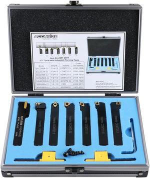 7 Pieces/Set 1/2'' Indexable Carbide Turning Tool Set in Fitted Box, 2387-2004