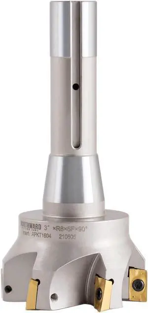 3 inch Cutting Diameter x 6-1/4'' Oal 90 Degree R8 Shank Indexable End Mill with 6 Apkt1604 Carbide Inserts, 0028-6908