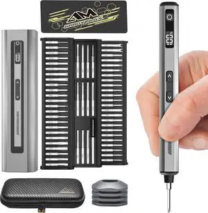 5.0V Mini Electric Screwdriver,60-in-1 Magnetic Bits, Precision Electric Screwdriver Max 5 N.m, Magnetic Storage, 5/32''Hex, Repair Tool Set for Phone Camera Laptop Watch SES NANO PLUS)