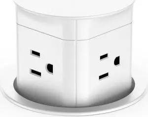 Pop up Countertop Outlet,Pop Out Outlet Station with 15 Amp Receptacle Outlet,Splash Resistant,Pop Up Outlet for Kitchen Countertop,Conference Table Power Hub(White)