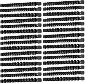 30 PC ABS Socket Organizer, 1/2 inch, 3/8 inch and 1/4 inch Drive Socket Rail Holders, Heavy Duty Socket Racks, Black Rails with Black Clips