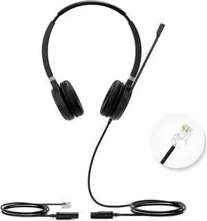 YHS36 Dual Telephone Headset with RJ9 Jack Phone Headset with Microphone Noise Canceling, Compatible with Yealink Poly Snom Desk Landline Phones (2.1m Cable)