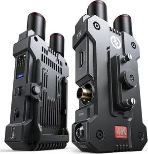 4K Wireless Transmitter Receiver 5G SDI HDMI Video Transmission System, 4Kp30/1080p60, Support 23.98/29.97/59.94 FPS SDI Out, 450FT Los Range 66ms Latency, 4 App Monitoring (1TX+1RX)