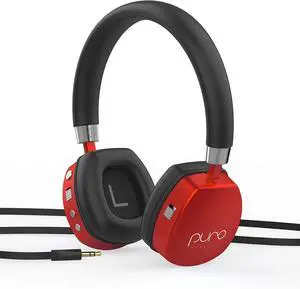 Puro Sound Labs PuroQuiet Plus Volume Limited On-Ear Active Noise Cancelling Bluetooth Headphones Lightweight Headphones for Kids with Built-in MicrophoneSafer Sound Studio-Grade Quality (Red)