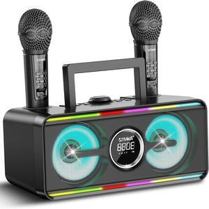 Karaoke Machine for Adults Kids with 2 UHF Wireless Microphones,Portable Bluetooth Singing PA Speaker System with LED Lights for Home Party,Outdoor/Indoor/Wedding,Church,Birthday Gifts (K2)