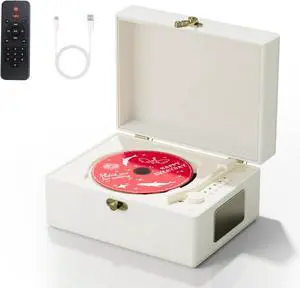 Rechargeable Leather CD Player with Speakers; Bluetooth Transmitter; Festival Gift; BGM Player for Home Decor