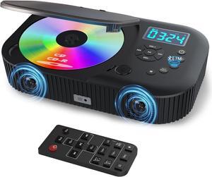 CD Player Portable,MONODEAL Dual Stereo Speakers Portable CD Player with Bluetooth Speakers, 4000mAh Rechargeable CD Player Bluetooth for Car/Home with Remote Control,Support USB/AUX,Headphone Jack