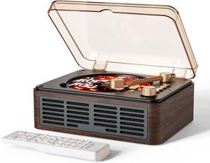 CD Player with Speakers Bluetooth Nostalgic Retro Portable CD Players for Home Wood Music Player FM Radio for HomeWired and Remote Control-Walnut Brown