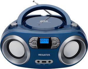 Portable CD Boombox with FM Stereo Radio, Bluetooth, USB Port, and Backlit LCD Display | CD-R/CD-RW/MP3-CD Compatible | AUX Input | Headphone Jack | Programmable CD Player - Blue Jay