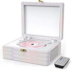 CD Player Portable with Speakers Bluetooth Desktop Knit Retro CD Player for Home Rechargeble Battery Small Vintage CD Player with Bluetooth Input, USB Playback, AUX in, Headphone Jack, Remote Control