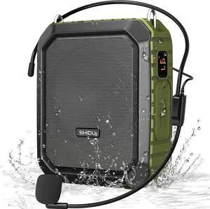 Voice Amplifier for Teacher with Portable Microphone and Speaker, 18W Megaphone with Wired Mic Headset, IPX5 Waterproof & Rechargeable Bluetooth Speaker Systems for Tour Guide, Speech, Meeting