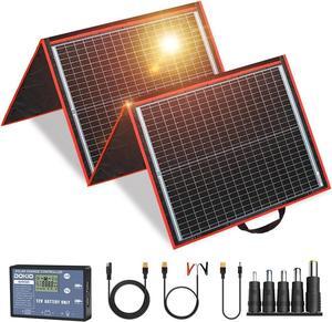 160W 18V Portable Solar Panel Kit (ONLY 9lb) Folding Solar Charger with 2 USB Outputs for 12v Batteries/Power Station AGM LiFePo4 RV Camping Trailer Car Marine