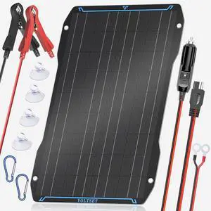 30W 12V Solar Battery Charger Maintainer, Waterproof Solar Trickle Charger, Flexible Solar Panel with Built-in Controller for Boat RV Motorcycle Marine