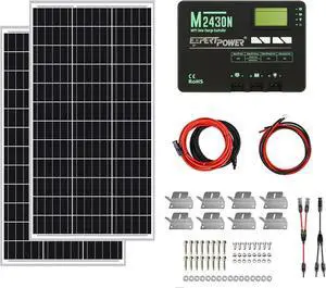 200W 12V Solar Power Kit | 200W Mono Rigid Solar Panels, 30A MPPT Solar Charge Controller | RV, Trailer, Camper, Marine, Off Grid, Solar Projects