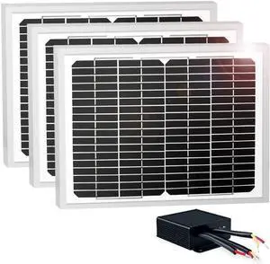 TSP30W Solar Panel 30-Watt 24V Monocrystalline Solar Panel Battery Charging Controller Kit, for Gate Opener, Boat, Yacht, RV, Caravan, Golf car, Street lamp, Garden Light and Farm Equipment