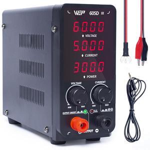 605D-III DC Variable Power Supply 60.00V 5.000A High Precision Bench Lab Power Supply with Alligator Clips for anodizing kit, Electroplating, arduino, breadboard