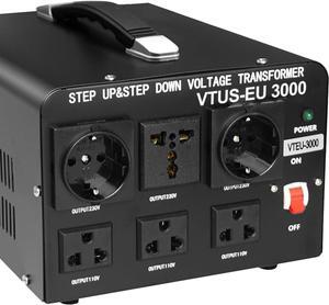 Yinleader 3000W Voltage Converter Transformer(110V to 220V,220V to 110V) Step Up/Down Converter 110/120 Volt - 220/240 Volt w/US Standard Power Cord,Circuit Breaker Protection (VTUSEU-3000)