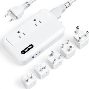 220V to 110V Voltage Converter US to Europe International Universal Travel Adapter for Hair Straighteners Curling Irons,Power Converter Plug Combo US to EU UK (White)