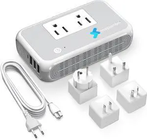 220V to 110V Converter, Voltage Converter US to Europe for Curling Irons and Hair Straighteners, Power Converter Adapter Combo European Travel Plug Adapter (Type A/C/G/I)