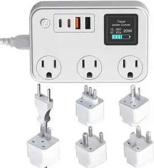 350W Conversion Plug,International Travel Converter with 2 USB and 2 USB-C Ports, lowering 220V to 110V for 100V-240V Areas and Different Countries Plugs Using US Electrical Devices