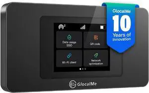 DuoTurbo 4G LTE Portable WiFi Hotspot for Travel in 200+ Countries, Mobile Hotspot Device with Global 1GB & Local 10GB Data 30Days, SIMFREE and Dual Modem, 10 Devices Connected(Black)