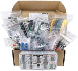 Components Assortment Kit, Grab Bag, IC, Opamp,Resistors, Polyester Capacitors, LED, PCB, Diodes, Transistors, 2200 pcs
