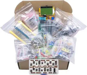 XL Electronic Component Kit Assortment, Capacitors, Resistors, LED, Transistors, Diodes, Zener, Potentiometers, Cutter, LCR-T4 Component Tester, IC Box, 1870 pcs
