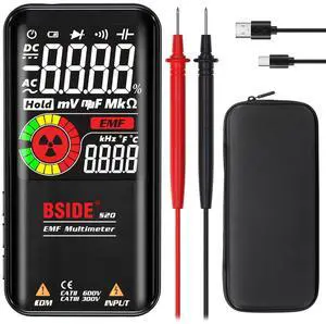 Digital Multimeter, Color LCD 3 Results Display 9999 Counts Auto Range Voltmeter, Rechargeable with EMF Detector, Capacitance Ohm Hz Diode Live Check Voltage Tester