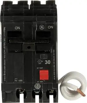 ABB Q-Line® THQL2130GFT 30A Double Pole Circuit Breaker 30 Amp Double Pole Ground Fault Breaker with Self-Test 120/240 VAC 2-Pole GFCI Breaker Ground Fault Circuit Interrupter ABB Q-Line® THQL2130GFT 30A Double Pole Circuit Breaker 30 Amp Double Pole Ground Fault Breaker with Self-Test 120/240 VAC 2-Pole GFCI Breaker Ground Fault Circuit Interrupter