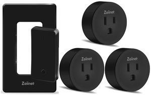 Remote Control Outlet Plug Switch, Buckle Design & Removable Wireless Light Switch, 300 ft, 1500W On Off Power Switch for Household Appliances, No Wiring No WiFi, Programmable, Black(3 Pack)