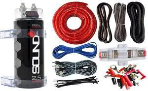 4 Gauge Amp Kit Amplifier Install Wiring & 2.5 Farad Digital Capacitor, 2300W Peak
