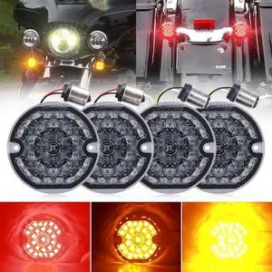3-1/4 Inch LED Turn Signal Kit 1157 Double Base Front Turn Signal + 1156 Single Connector Rear Signals Lights Compatible with Harley Road Glide Road King Softail Ultra Classic Ultra Limited