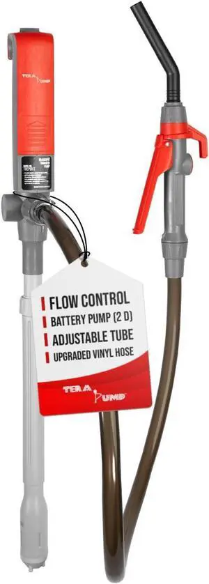 Portable Battery Powered Gas Transfer Pump (2.6 GAL/MIN) Liquid Transfer Pump with Quick Stop Nozzle & Adjustable Intake for Gas, Diesel, DEF