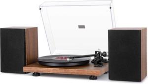 Bluetooth Turntable HiFi System with 36 Watt Bookshelf Speakers, Patend Designed Vinyl Record Player with Magnetic Cartridge, Bluetooth Playback and Auto Off