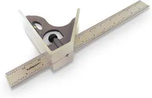 12 SAE Machinist Combination Square, Saddle Square, Stainless Steel Blade with 1/64", 1/32", 1/16" and 1/8" Markings, Hardened Aluminum Head LAS 12SS-12"