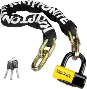 New York FAHGETTABOUDIT 1410 Bike Chain Lock, 3.28 Feet Long 14mm Steel Chain Heavy Duty Anti-Theft Bicycle Chain Lock with Keys, 10/10 Security Rating for E-Bike, Motorcycle, Scooter