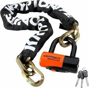 New York 1210 Bike Chain Lock, 3.25 Feet Long Heavy Duty Anti-Theft Sold Secure Gold Bicycle Chain Lock with Evolution Disc Lock and Keys for Ultimate Security E-Bike, Motorcycle, Scooter