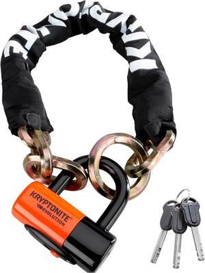 New York 1275 Cinch Ring Bike Chain Lock, 2.5 Feet Long Heavy Duty Anti-Theft Sold Secure Gold Bicycle Chain Lock with Evolution Disc Lock and Keys for E-Bike, Motorcycle, Scooter