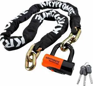 New York FAHGETTABOUDIT 1217 Bike Chain Lock, 5.5 FT Long 12mm Steel Chain Heavy Duty Anti-Theft Bicycle Chain Lock with Keys, Ultimate Security for E-Bike, Motorcycle, Scooter