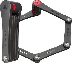 FoldyLock Classic Folding Bike Lock - Patented High Security Sold Secure Silver Bicycle Lock - Heavy Duty Anti Theft Secure Guard with Keys & Case Mount - 37.4"