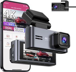 Dash Cam Front and Rear 5G WiFi, Dash Cam 4K/2K/1080P+1080P, Dash Camera for Cars with 3.18" LCD Screen, Dashcam Car Camera with WDR Night Vision, G-Sensor, Loop Recording, SD Card Not Included