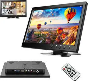 10.1 HD Monitor for Mini TV & Car Video Player & Computer Display TFT LCD Color Screen for Car Backup Camera & Home Security System Built in Speaker Support BNC/AVI/VGA/HDMI