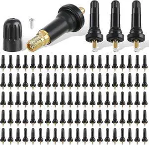 100pcs Rubber Snap-in Tire Pressure Sensor Tire Valve Stem TPMS Compatible with Jeep Grand Liberty Patriot Ford C-Max Edge Escape Expedition Lincol Ram Cadillac Pontiac for Subaru