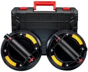 8" Heavy Duty Suction Cup to Lift Large Glass, Tile, Marble, Vacuum Suction Cups Lifter with Handle for Tiles, Windows, Glass Lifting, 240 lbs Load Capacity, Carrying Case (2 Pack)