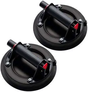 8" Heavy Duty Suction Cup to Lift Large Glass, Tile, Marble, Industrial Vacuum Suction Lifter with Handle for Glass Lifting & Replacement, 240 lbs Load Capacity, Carrying Case (2 Pack)