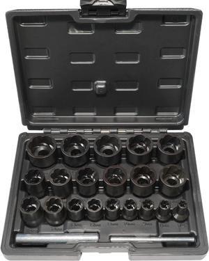 22 Piece Bolt Nut Extractor Set, 1/2" and 3/8" Drive Impact Lug Nut Remover Socket Tool, Wheel Lock Removal Kit for Extracting Damaged, Stripped Frozen Nuts & Screws Twist Socket Set
