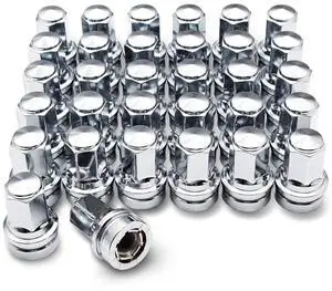 32PCS M14*1.5 Lug Nuts - 13/16" 21mm Hex 48mm Length Chrome OEM Factory Style Wheel Nuts with Attached Washers for 2017-2023 F250 F350 Super Duty HCPZ-1012-A HCPZ-1012-B
