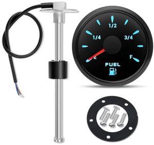 Fuel Sending Unit and Gauge Kit, 240-33ohms 11" (275mm) Boat Marine Fuel Tank Sender Stainless Steel Gas Sensor for Car Truck Vehicle (Black)